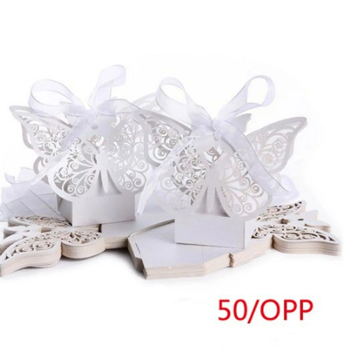 50 шт./компл. бабочка Лазерная резка полые перевозки сувениры Box подарок коробка