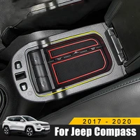 for jeep compass 2th 2017 2018 2019 2020 abs with rubber car armrest box car storage box cover interior glove box accessories