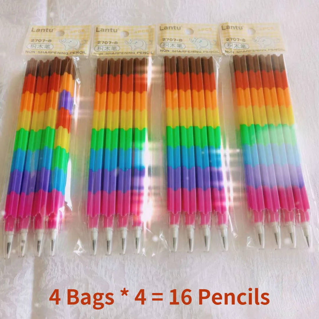 

Цветные карандаши для сборки с блоками, 16 шт./компл., незаточные школьные принадлежности для учеников, креативные Детские канцелярские прин...