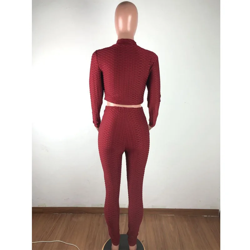 

ZKYZWX Fall Solid Two Piece Set for Women Elastic Tracksuit Long Sleeve Tops Fall Sexy Pencil Pants Lounge Wear Matching Sets