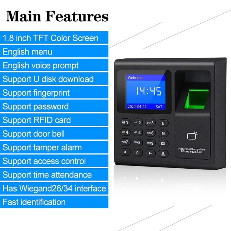

Biometric RFID Access Control System RFID Keypad USB Fingerprint System Electronic Time Clock Attendance Machine