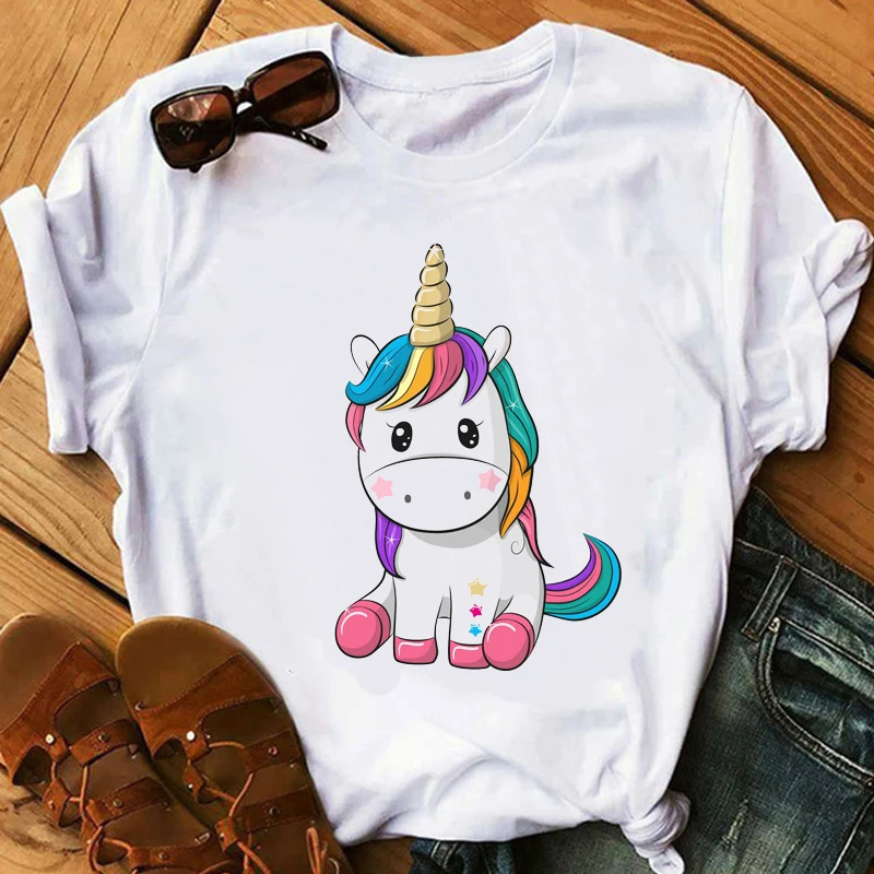 

Fashion T-shirts Cartoon Animal Summer Top Harajuku Cute Unicorn T Shirt Punk Korean 90s Aesthetic Tops Tshirt Women Clothes