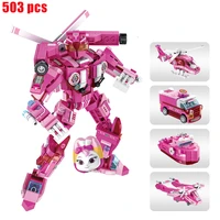 2021 new product space guard rainbow 4 in 1 mecha building block model set building block toy childrens gift
