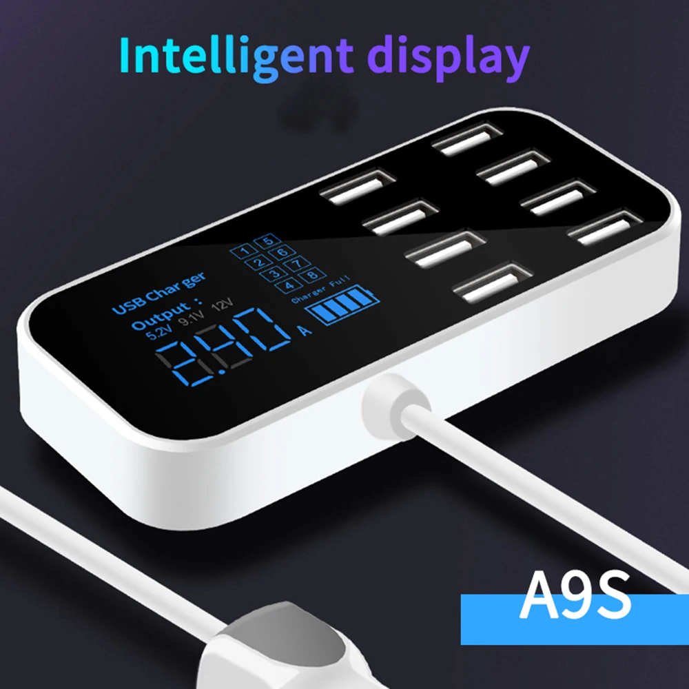 Быстрое Автомобильное зарядное устройство автомобильное с 8 портами USB и ЖК
