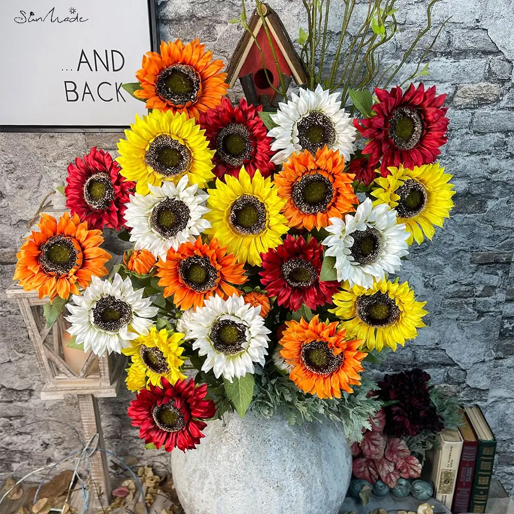 SunMade Ins 2 головок подсолнуха шелковые искусственные цветы домашний свадебный