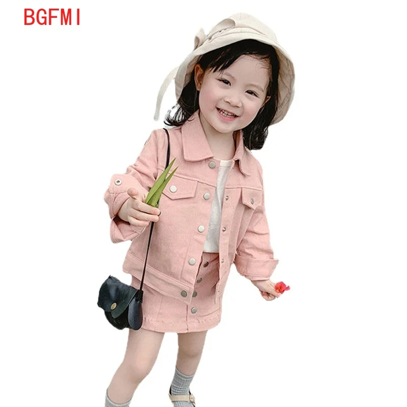 

Baby Girl Pink Clothes Set Cotton Infant Toddler Girls Jean Jacket+Denim Skirt 2PCS Spring Fall Long Sleeve Clothing Sets Outfit