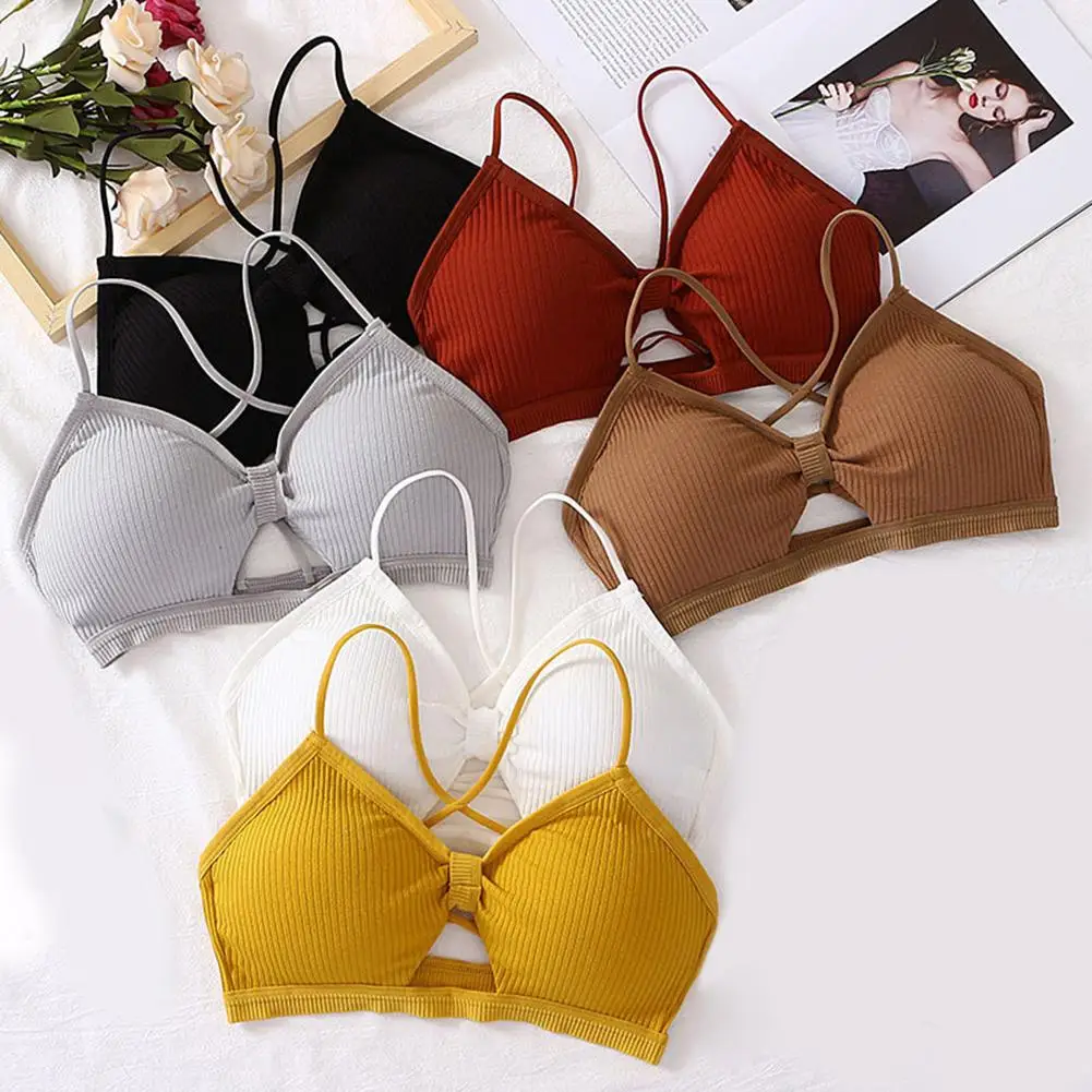 

Solid Color Women Cross Strap Padded Bra Bustier Underwear Bralette Tube Top Suitable for daily wear good gift for female friend