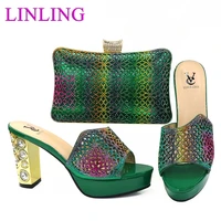 decorated with rhinestone 2021arrival italian shoes with matching bags for wedding italy ladies shoes with matching bags set
