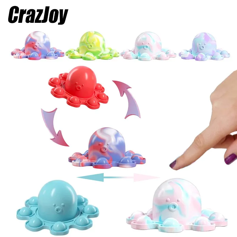 

Mini Flip Double Sided Octopus Fidget Toys Simpl Dimmer For Autism Kids Adults Antistress hand Reliever Decompression Toy