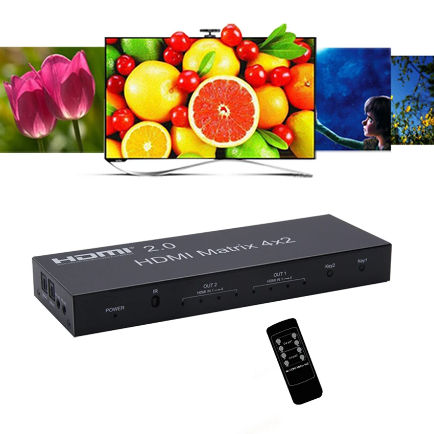 Матрица OUIO HDMI 2 0 4x2 4K @ 60 Гц HDR переключатель сплиттер 4 в выхода оптический SPDIF + 3 5 мм