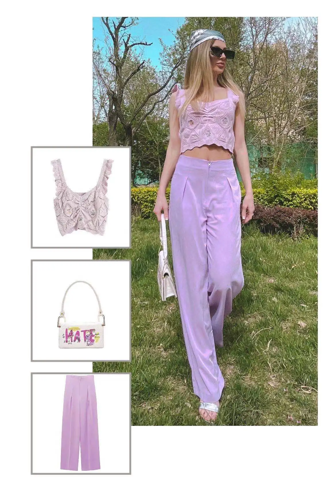 

Summer trousers with zipper, elongated wide trousers made of light fabric, women's pants, summer 2021