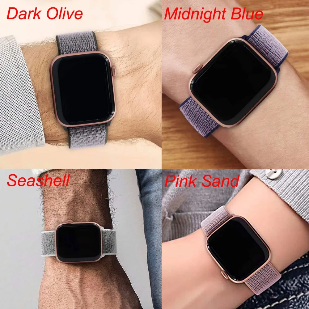 Спортивные петли для наручных часов Apple Watch, версии 44/42/40/38 мм 5/4/3/2/1 нейлоновый ремешок для наручных часов браслет ремешок с крючками и петлями застежка