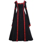Женское винтажное платье макси, готическое платье в стиле панк, кельтское средневековое платье-трапеция с расширяющимся книзу рукавом, платье в стиле эпохи Возрождения, для косплея