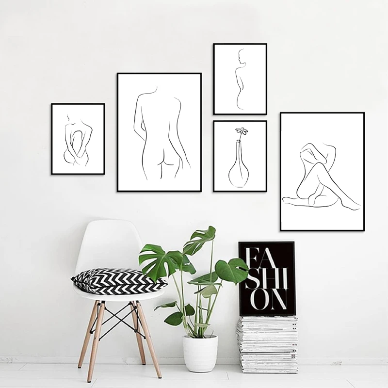 

Nude Naked Sexy Lady Body Line Drawing Art Canvas Painting Yoga Women Home Wall Art Decor Abstract Posters & Prints Modern