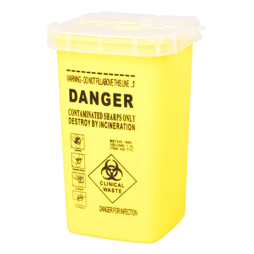 1Л емкость Шарп контейнер медицинские Иглы Bin Biohazard иглы для пирсинга избавление