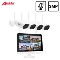 anran video surveillance kit 3mp audio record cctv system wireless surveillance camera system 13 inch monitor nvr waterproof