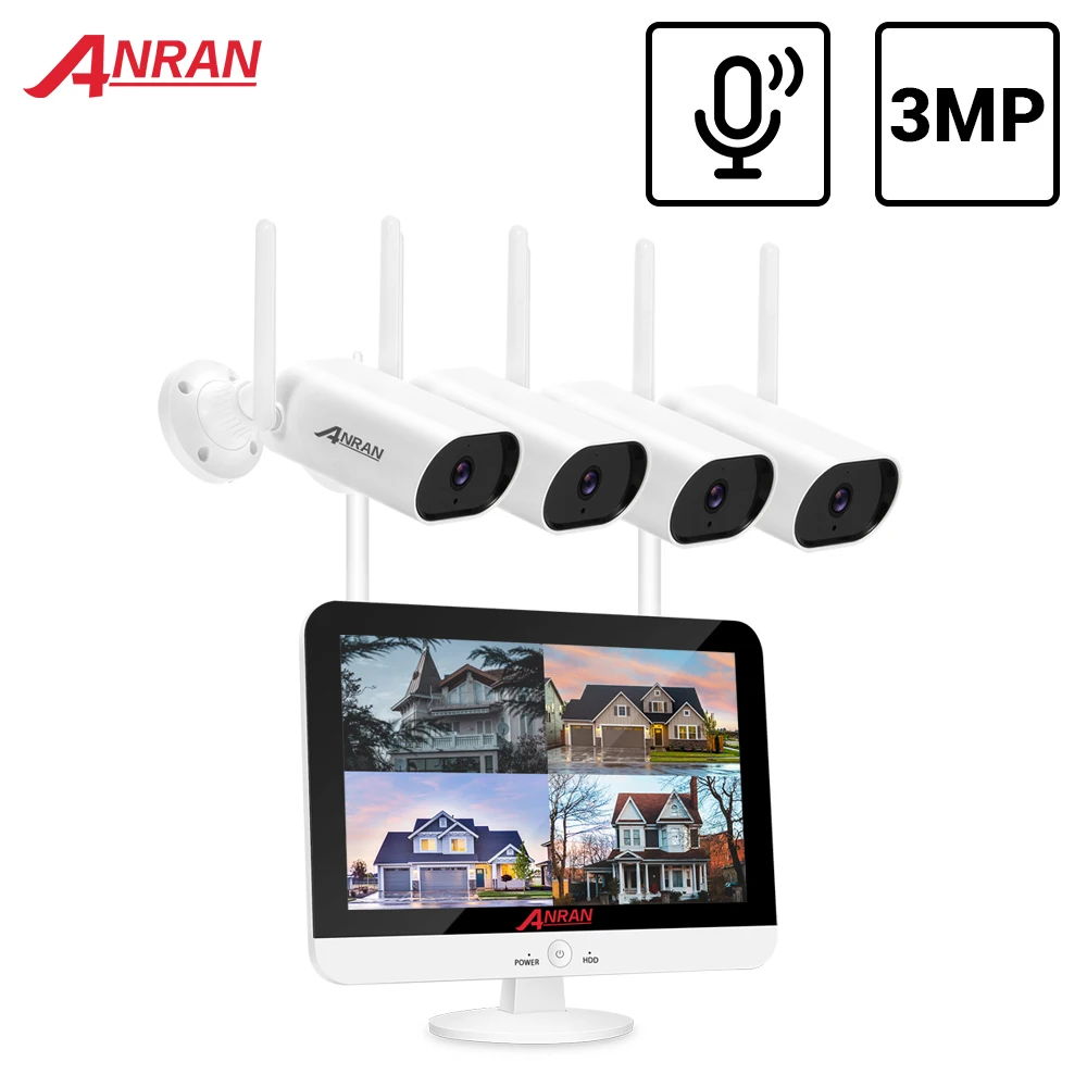 ANRAN комплект видеонаблюдения 3MP аудио запись CCTV система беспроводная камера