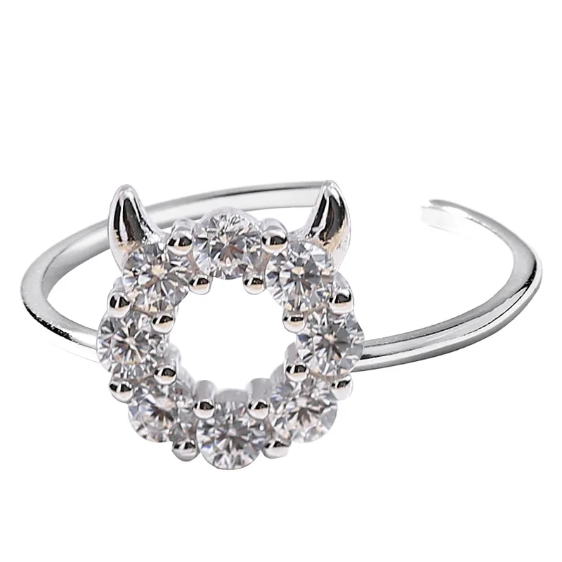 

12Pcs/lot Fashion Crystal Devil Ring Little Cartoon Devil Adjustable Rings for Women Halloween Jewelry Gift