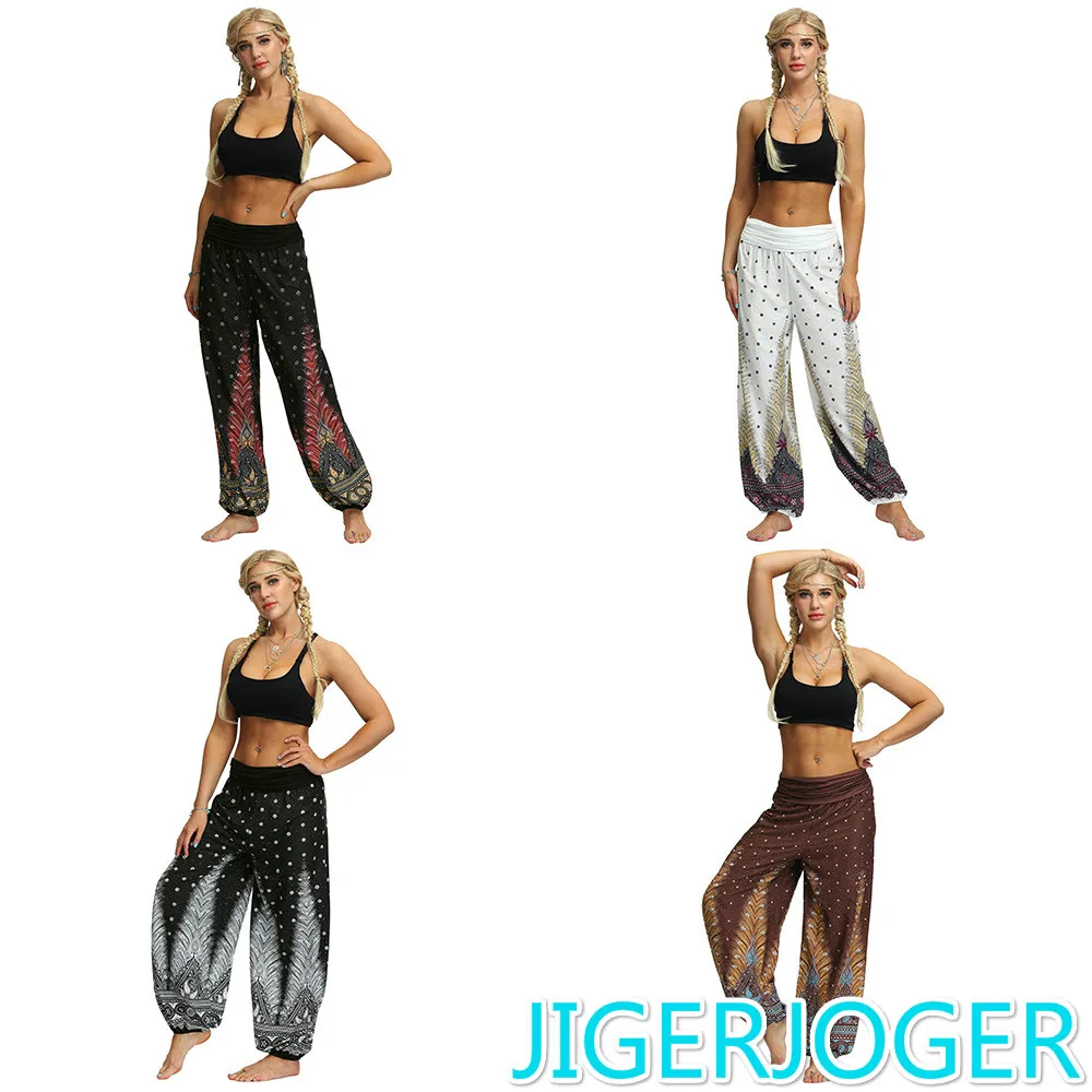 

Брюки женские, широкие, с 3d-цифровым принтом, черные, павлиньи перья, размера плюс