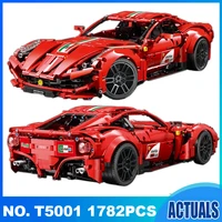 t5001 1782pcs moc 66207 red supercar f12 berlinetta 110 model city car building blocks brick toy gift set for boys