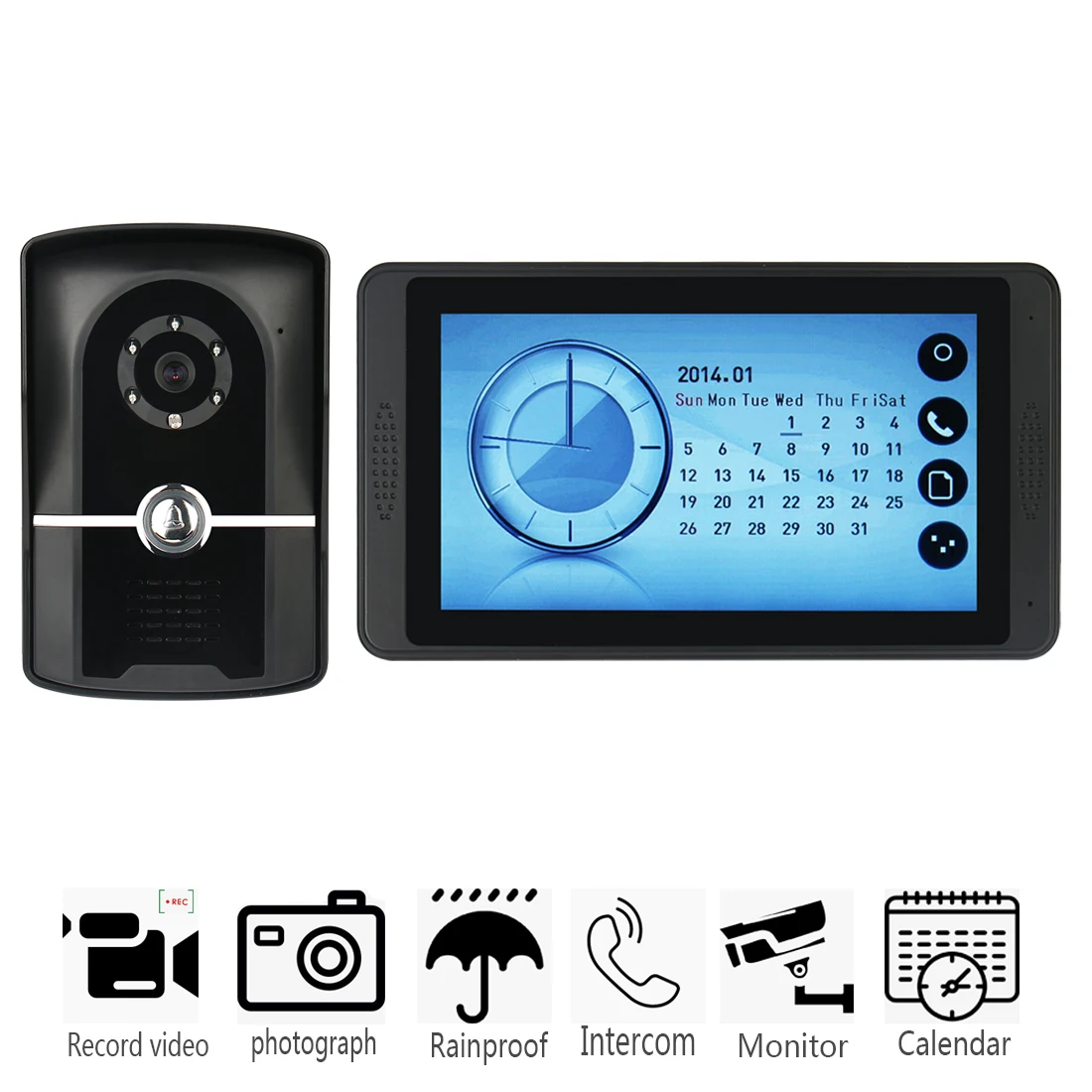 SmartYIBA Video Door Phone Doorbell Wired Video Intercom System 7-inch Color Monitor and HD Camera with Door Release