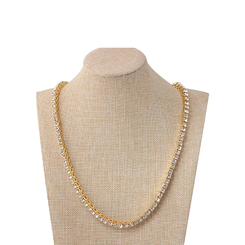 

Men's Hip Hop Necklace 1 Row 2020Alloy Pendant Full Rhinestone Gorgeous Mens Gold Tennis Chain 18-30 Inches