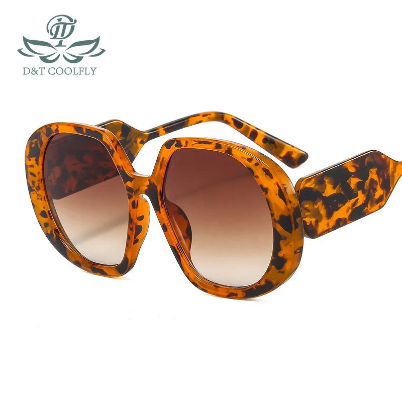 

D&T 2021 New Fashion Shield Sunglasses Women Men Vintage Goggle Gradients Lens PC Frame Brand Designer Leopard Black Sun Glasses