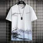 Мужская футболка с коротким рукавом 2021, модная популярная Футболка с принтом логотипа в японском стиле, летняя свободная Молодежная Футболка, Прямая поставка