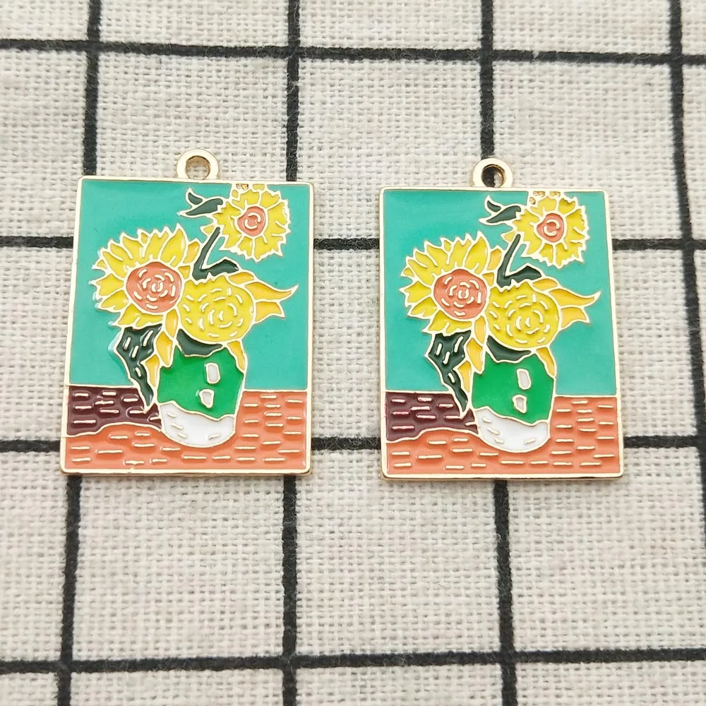 

10pcs 23x30mm enamel abstract flower charm for jewelry making crafting earring pendant bracelet charm necklace charms