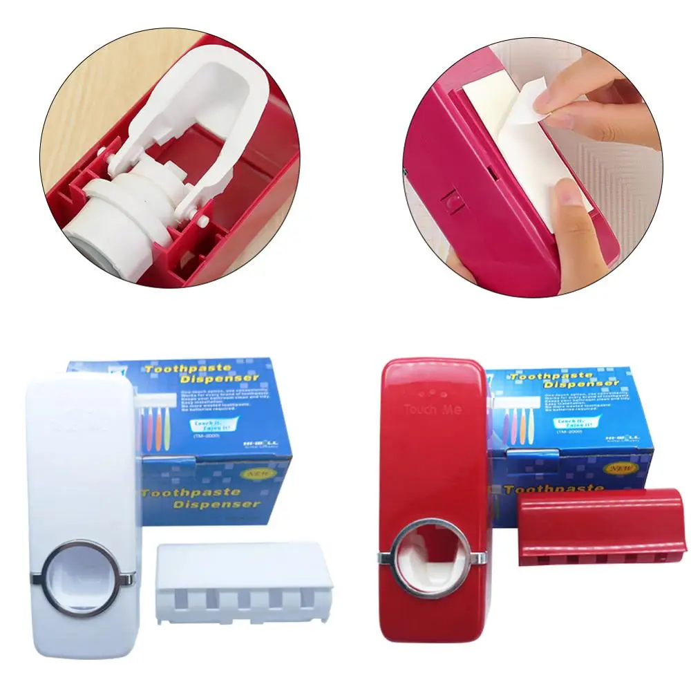 

Automatic toothpaste dispenser, wall mount, dust proof, wall storage rack, bathroom accessory set, press