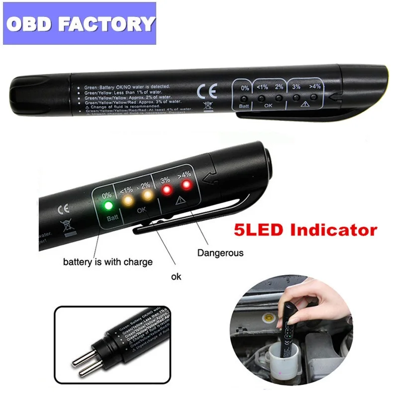 10PCS Brake Fluid Tester Pen With 5 LED Car Vehicle Tools Mini Liquid Oil Quality Check Diagnostic Tool | Автомобили и мотоциклы