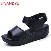 platform sandals wedge shoe for woman genuine leather sandals white platform wedges summer dress women fashion black sandals