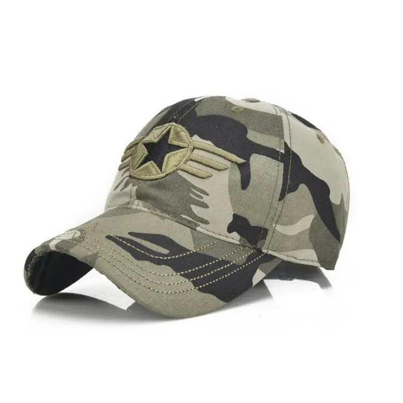 

Army Camouflage Male Men's Baseball Cap Cotton Embroidered 5-Star Hunting Fishing Hat Women Outdoor Sport Adjustable Gorras Bone
