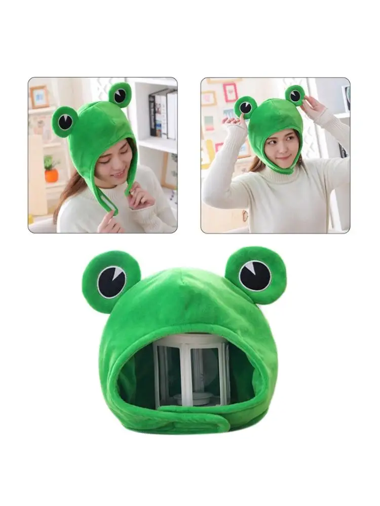 

Funny Big Frog Eyes Cartoon Plush Hat Toy Green Headgear Cap Cosplay Costume