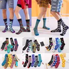 Скейтборд Chaussette Homme модные красочные язычок женские Носки с рисунком из кожи для европейцев и американцев в стиле хип-хоп с круглым вырезом, Meias, носочки забавные носки Size36-42