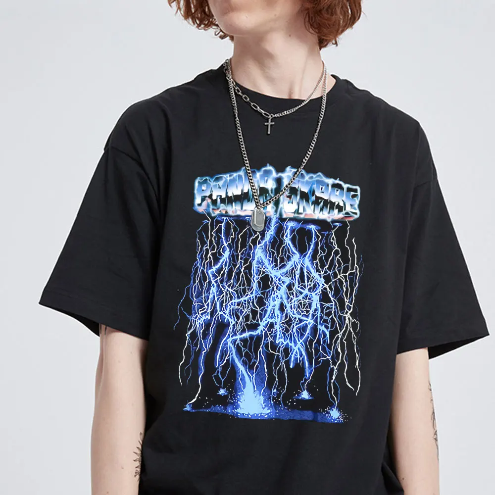 

2021 New Lightning Print T-Shirt Streetwear Tshirt Oversized Men Hip Hop T Shirt Harajuku Summer Tops Tees 100% Cotton Funny