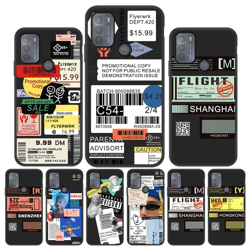 

Art Label Case For Motorola Moto G50 G Stylus 2021 Cases Cover Moto G Play 2021 G Power Plus G30 G10 Edge S Cases TPU Coque
