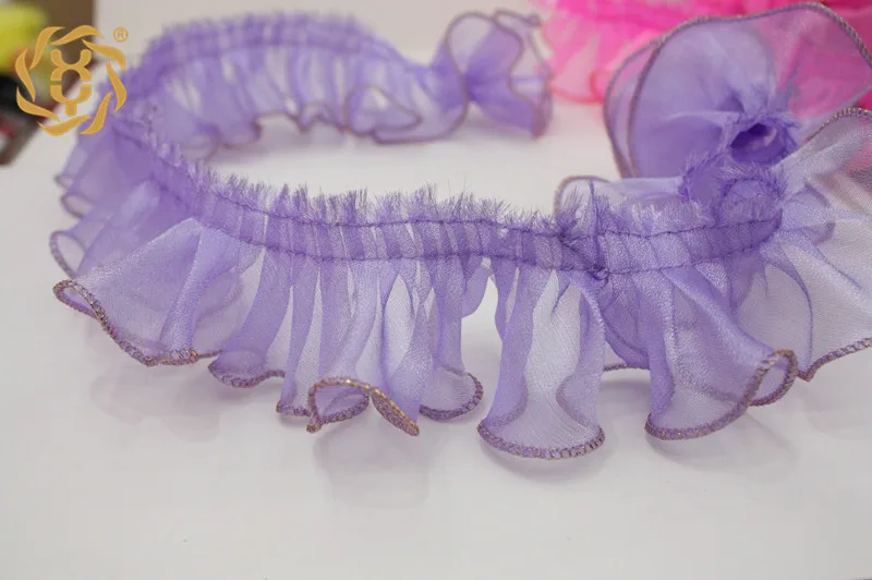 Кружевная оборка по краю 30 ярдов плиссированная лента Ширина Подола 2 16 дюйма |