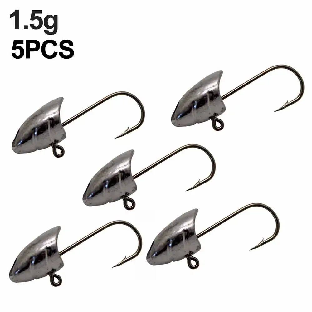 

5pcs/lot Barbed Fishing Hooks Lead Jig Head Fishhook for Soft Worm Lure Lead Head Hook Tumbler lead head For Bass Fishing