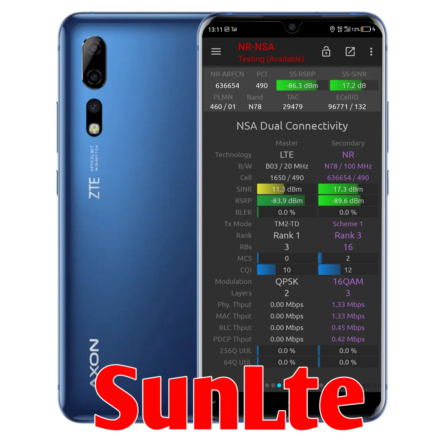 5G NR NSG тестовый инструмент zte AXON 10 Pro 5G устройство Поддержка NSA N41 и N78 диапазон, поддержка внешней антенны