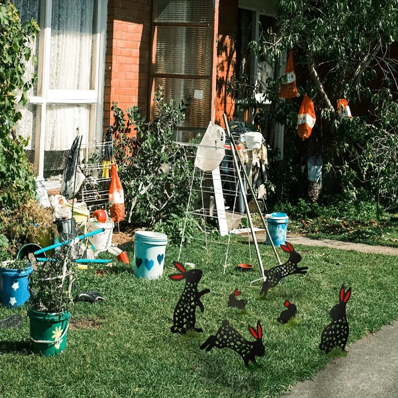 

Rabbit Yard Art Garden Statues Backyard Lawn Stakes PlasticRabbit Yard Decor Gift Easter Decoration Outdoor Garden ornaments