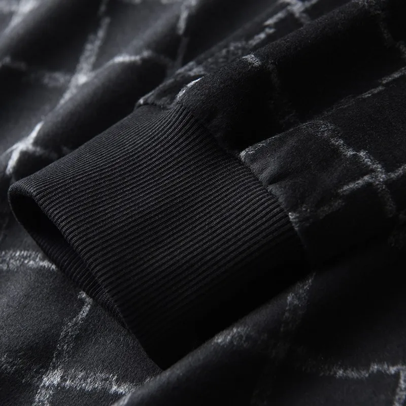 

Sweatshirt Plaid Yarn-dyed Men Luxury Round Collar Casual Sweatshirt Male Spring Autumn Slim Fit Mens Hoodies 4XL