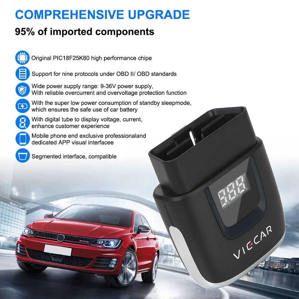 Viecar Car ODB2 Code Reader Bluetooth 4.0 for Android/IOS OBD II V2.2 ELM 327 Scanner Diagnostic Tools Automobile Accessories