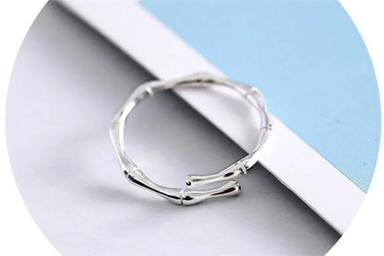 Модные серебряные глянцевые Маленькие Кольца из бамбука ювелирные изделия оптом