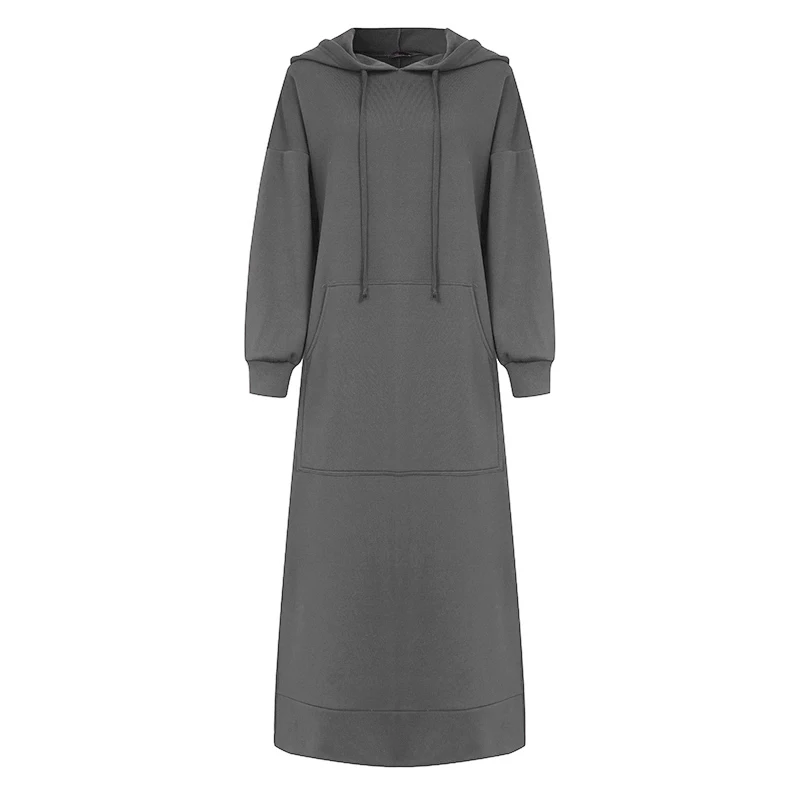 

Fashion ZANZEA Women Hoodies Sweatshirt Dress Autumn Hooded Long Sundress Split Hem Vestidos Robe Femme Long Sleeve Pullovers