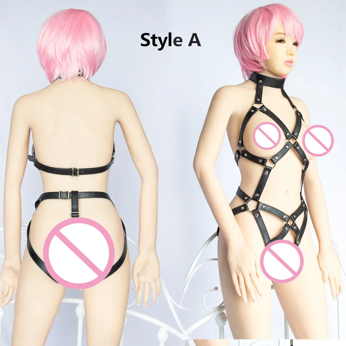 BDSM Bondage Leather Body Harness Lingerie With Erotic Garter Belts Chastity For Fetish Slave Restraints Exposed Breast |