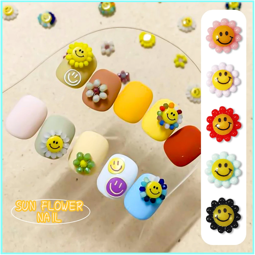 

10 PC/Set Manicure Cartoon Smiley Village Flowers Sunflower Rainbow Slider For Nail DIY Design Fashion Manicure Press On Nail