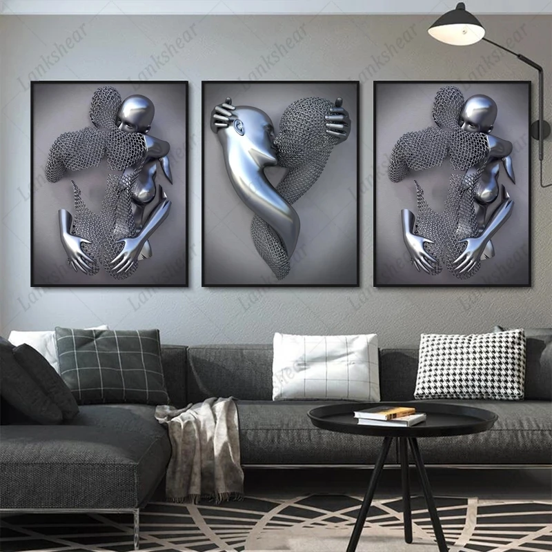 

Metal Figure Statue Art Canvas Painting Romantic Abstract Posters and Prints Wall Pictures Modular Living Room Home Decoration