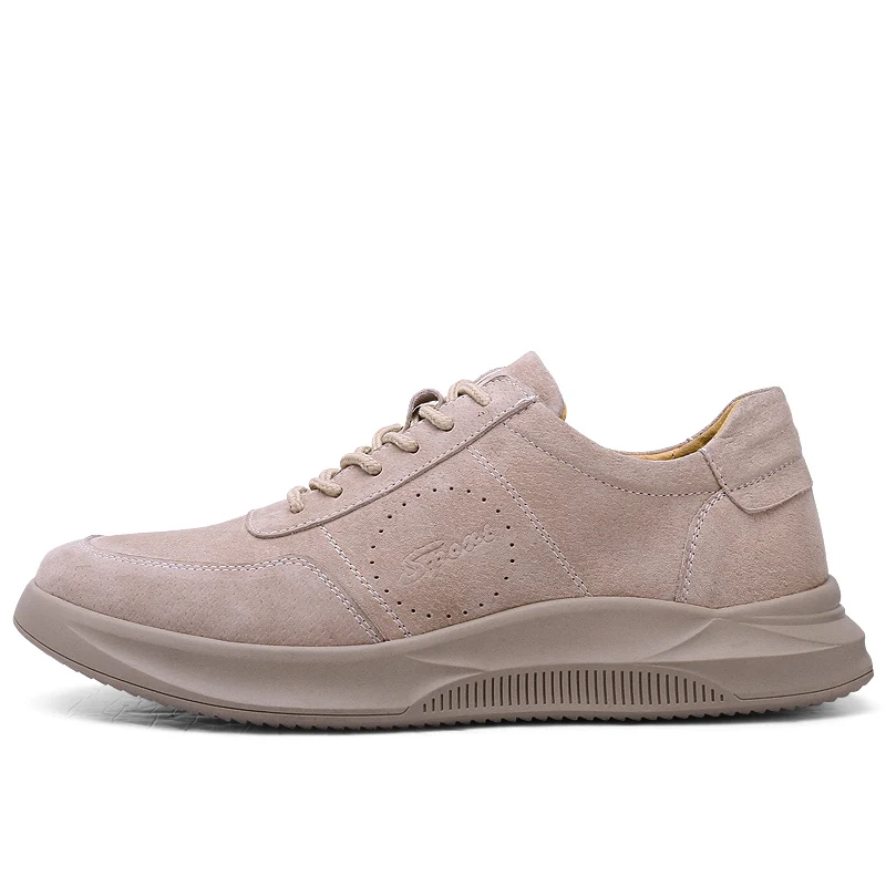 Brand Genuine Leather Men Shoes Lace-Up Breathable Soft Autumn Casual Flats Simple Grey Style Fashion Footwear Walker Peak | Обувь