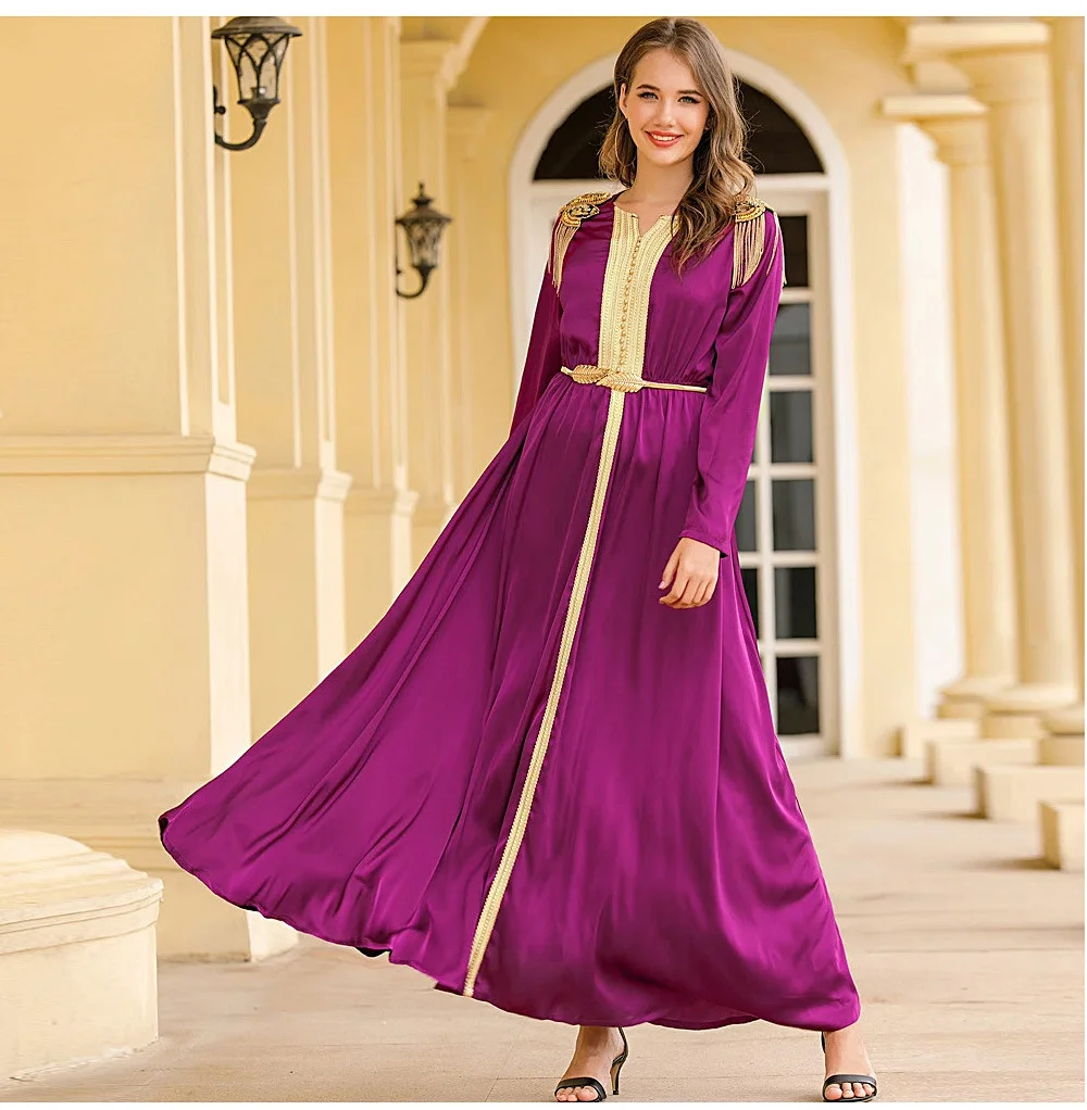 Фиолетовое мусульманское платье Vestidos абайя Турция ислам одежда хиджаб